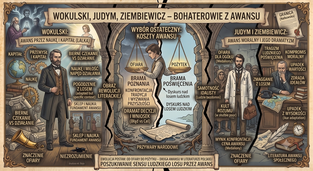 Wokulski, Judym, Ziembiewicz - bohaterowie z awansu