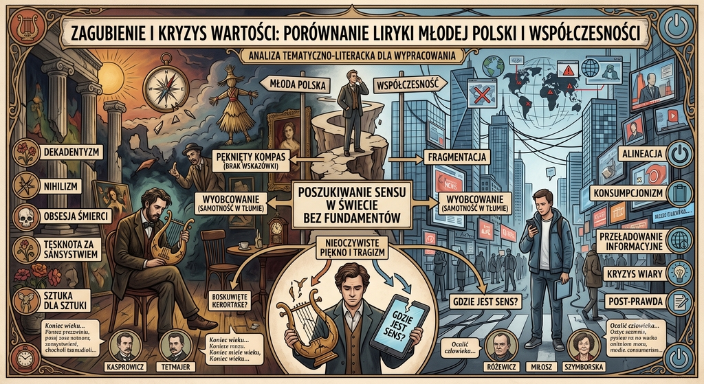 Zagubienie i kryzys wartości w liryce Młodej Polski i współczesności